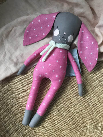 TillyBob Bunny - white stars with grey face